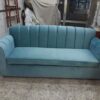 3-Seater Aqua Blue Velvet Channel Sofa