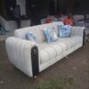 3-Seater Ash Grey Gold-Legged Sofa