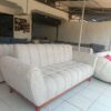 3-Seater Pearl Boucle Wooden-Base Sofa
