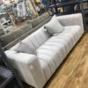 3-Seater White Channel-Tufted Low-Profile Sofa